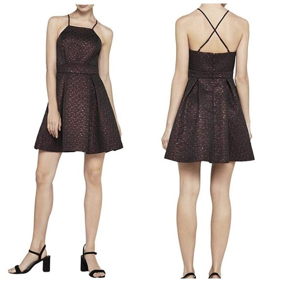 BCBG Metallic Burgundy A-Line Party Dress - Picture 1 of 10